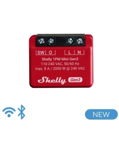 Shelly 1PM Mini Gen3  - Smart Relay 8A AC WiFi/BT + PM