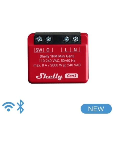 Shelly 1PM Mini Gen3  - Smart Relay 8A AC WiFi/BT + PM