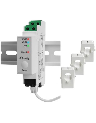 Shelly Pro 3EM 120A - Contatore energia DIN + 3 pinze120A