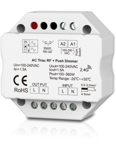 Dimmer LED 1 Canale RF 2.4G + Push 230V – Taglio di Fase Leading/Trailing